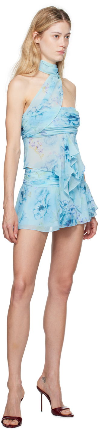 Пола GUIZIO Guizio Floral Print Wrap Around Tank Top Синьо | P24119W101, 3