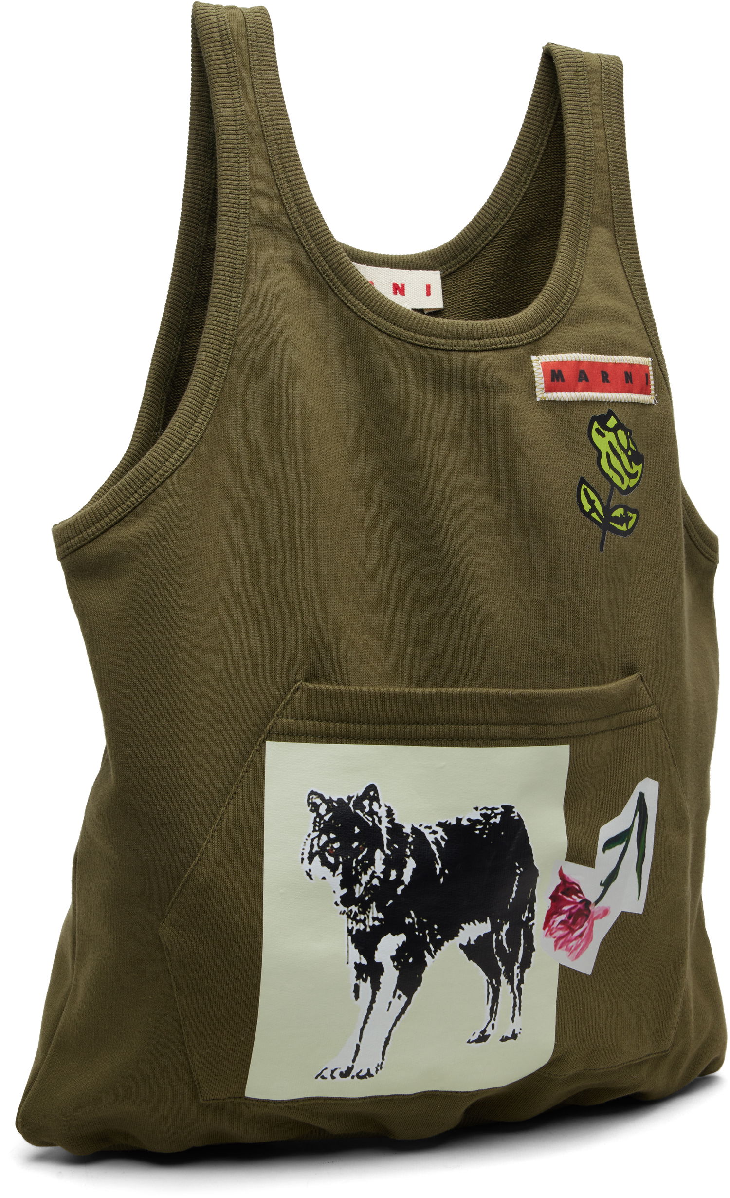 Потник Marni Graphic Front Pocket Tank Tote Зелено | SHMQ0100A1 P8558, 1