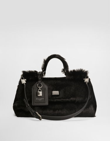 Дамска чанта Dolce & Gabbana Dolce & Gabbana My Sicily Fur Bag Черно | BB7782BR7258B956, 2