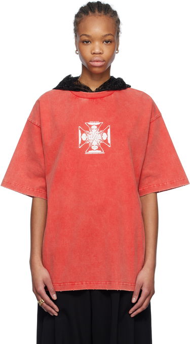 Тениска We11done We11done Heart Cross Hooded T-Shirt Червено | WD-TH0-25-842-U-RD, 0