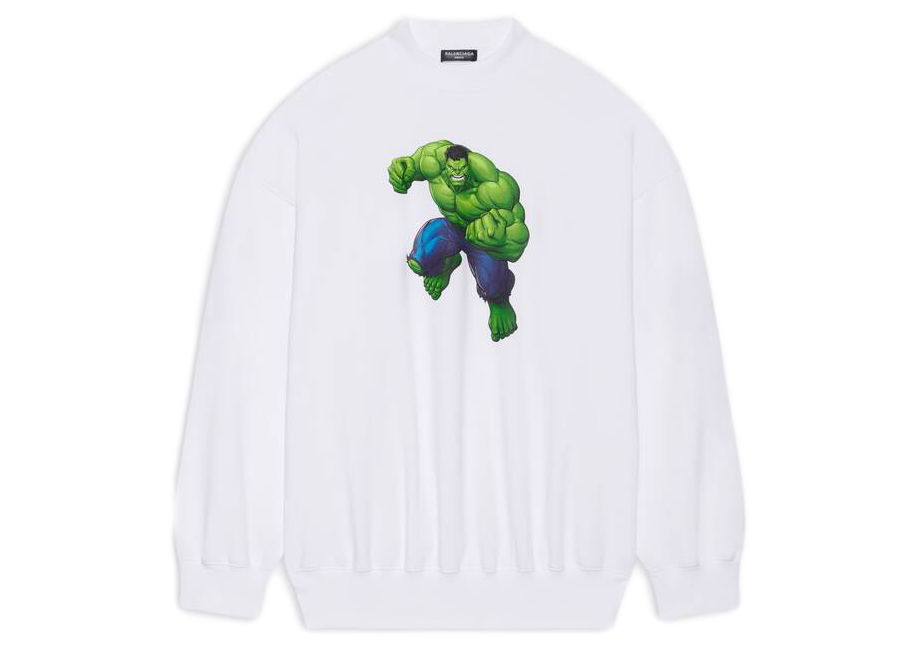 Пуловер Balenciaga Hulk 2021 x MARVEL Crewneck Бяло | 671125TLV589000, 0