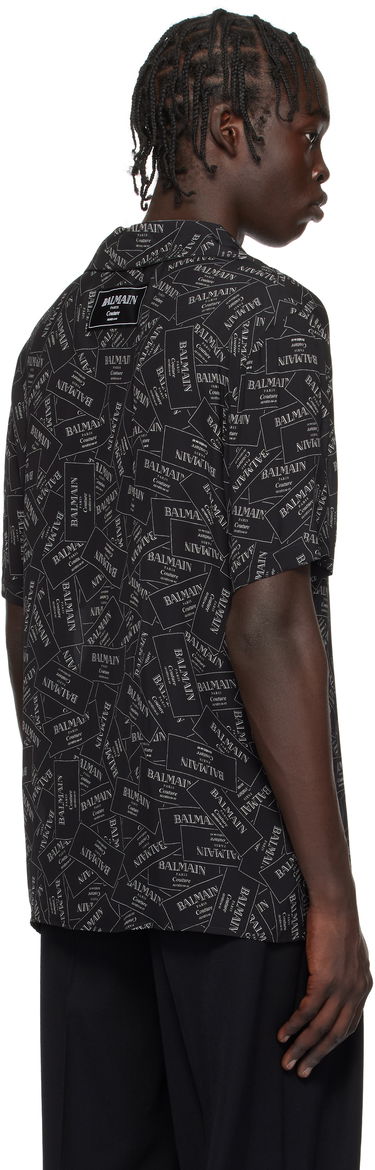 Риза Balmain All-Over Label Print Shirt Черно | EH1HN070VH56, 2