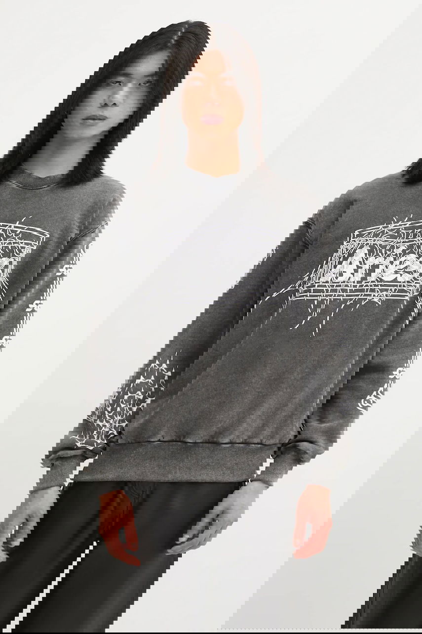 Суитчър Aries Overlord Patterned Distressed Wash Sweatshirt with Spiderweb Graphic Сиво | AR2003604, 0