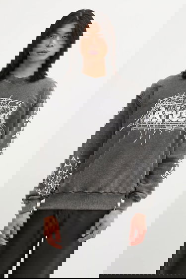 Суитчър Aries Overlord Patterned Distressed Wash Sweatshirt with Spiderweb Graphic Сиво | AR2003604, 0