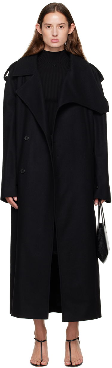 Тренчкот Courrèges Courrèges Oblique Wool Trench Coat Черно | 325CMA236WO0036, 0