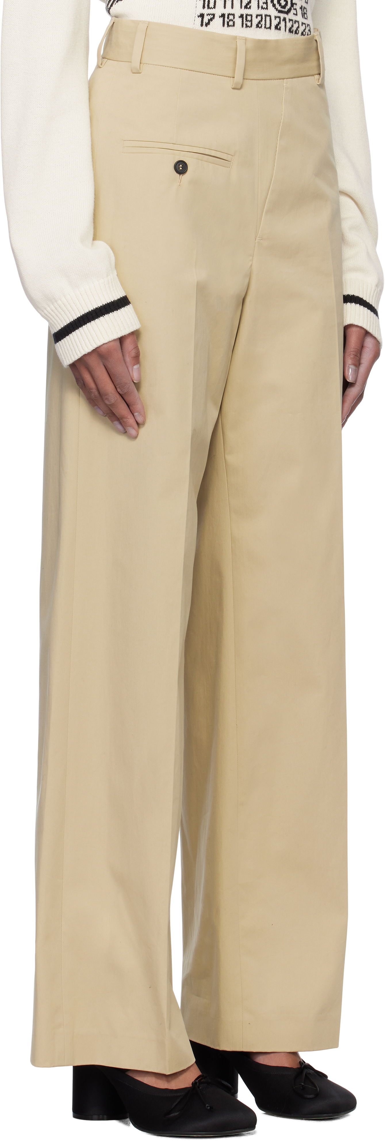 Панталони Maison Margiela MM6 Maison Margiela Tailoring Twisted Trousers Бежово | S52KA0516 M35148, 1