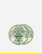 Dolce & Gabbana Set of 2 Porcelain Bread Plates with Green Floral Design