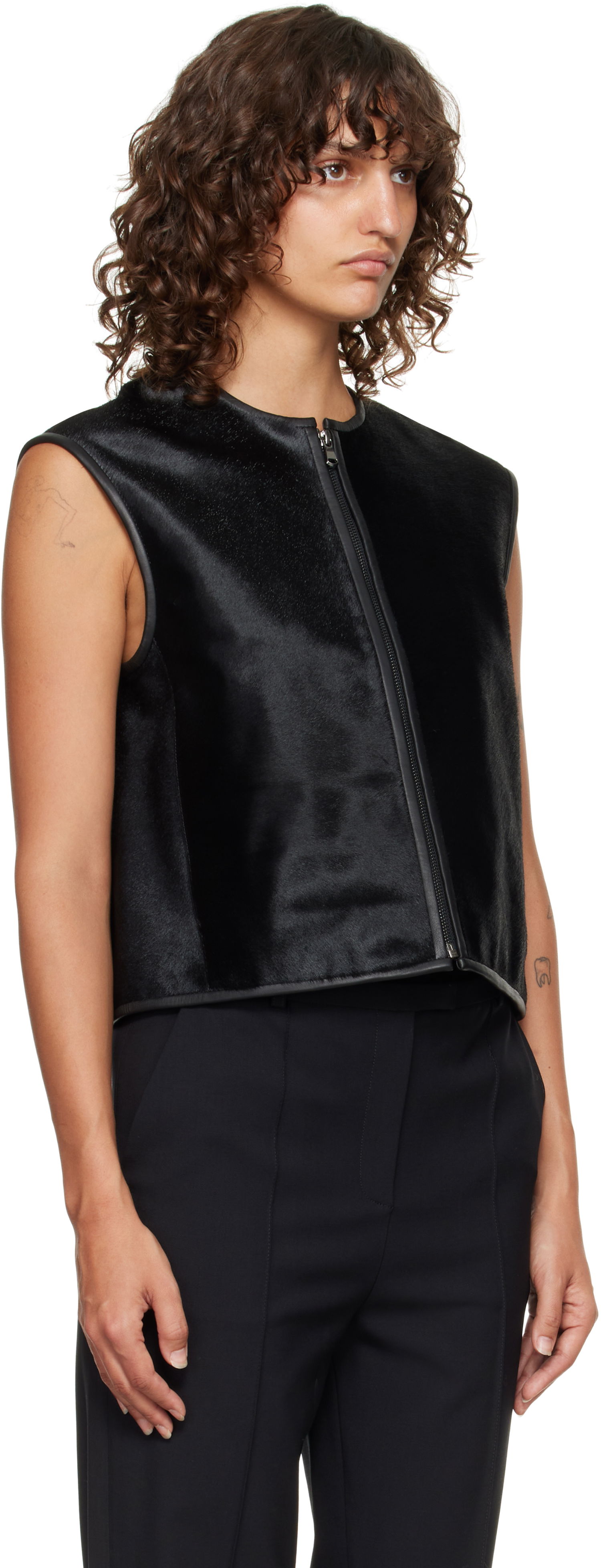 Жилетка Loulou de Saison Loulou de Saison Ampas Pony-Effect Leather Vest Черно | AMPAS, 1