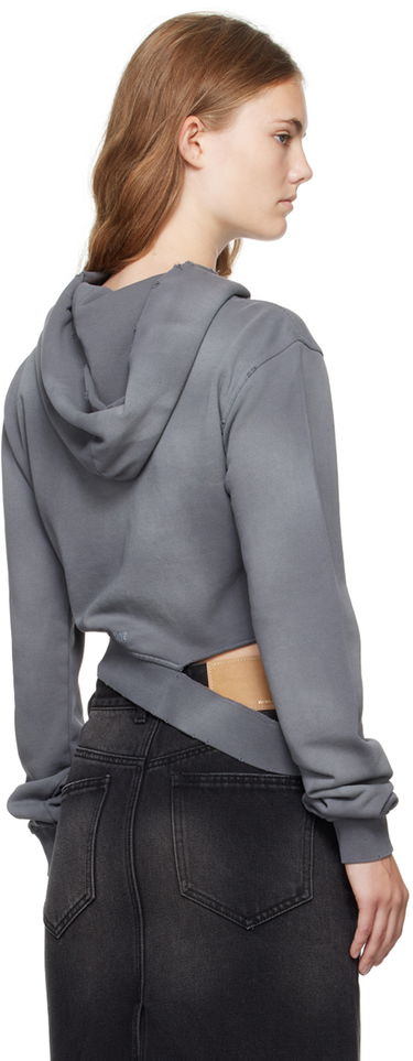 Суитчър We11done We11done Distressed Zip-Up Cropped Hoodie Сиво | WD-TJ2-24-808-W-CH, 2