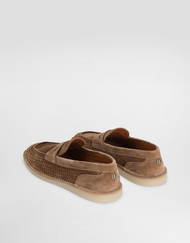 Аксесоари Dolce & Gabbana Dolce & Gabbana Perforated Suede Penny Loafers Кафяво | A50651A9T5980024, 2
