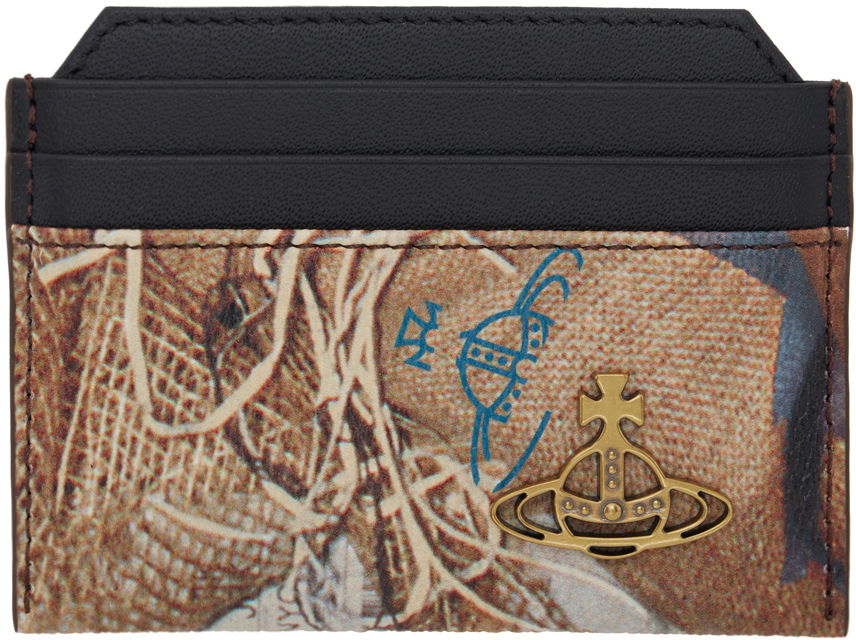 Облекло Vivienne Westwood Black & Beige Slim Card Holder Бежово | 5403000BU-S001S-, 0