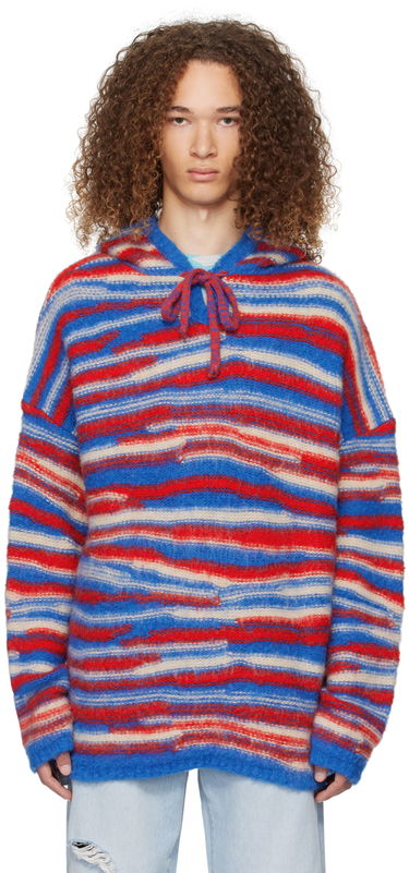 Пуловер ERL ERL Striped Knit Hoodie Червено | ERL07N015, 0