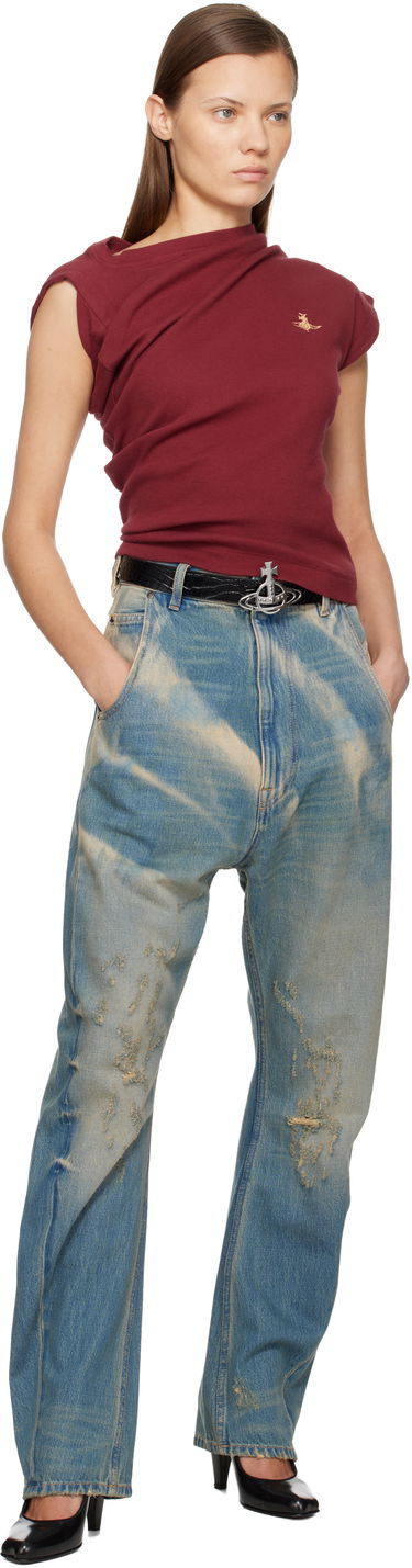 Тениска Vivienne Westwood Vivienne Westwood Hebo Asymmetric Ribbed Top Бургунди | 1504000A-J009C-, 3