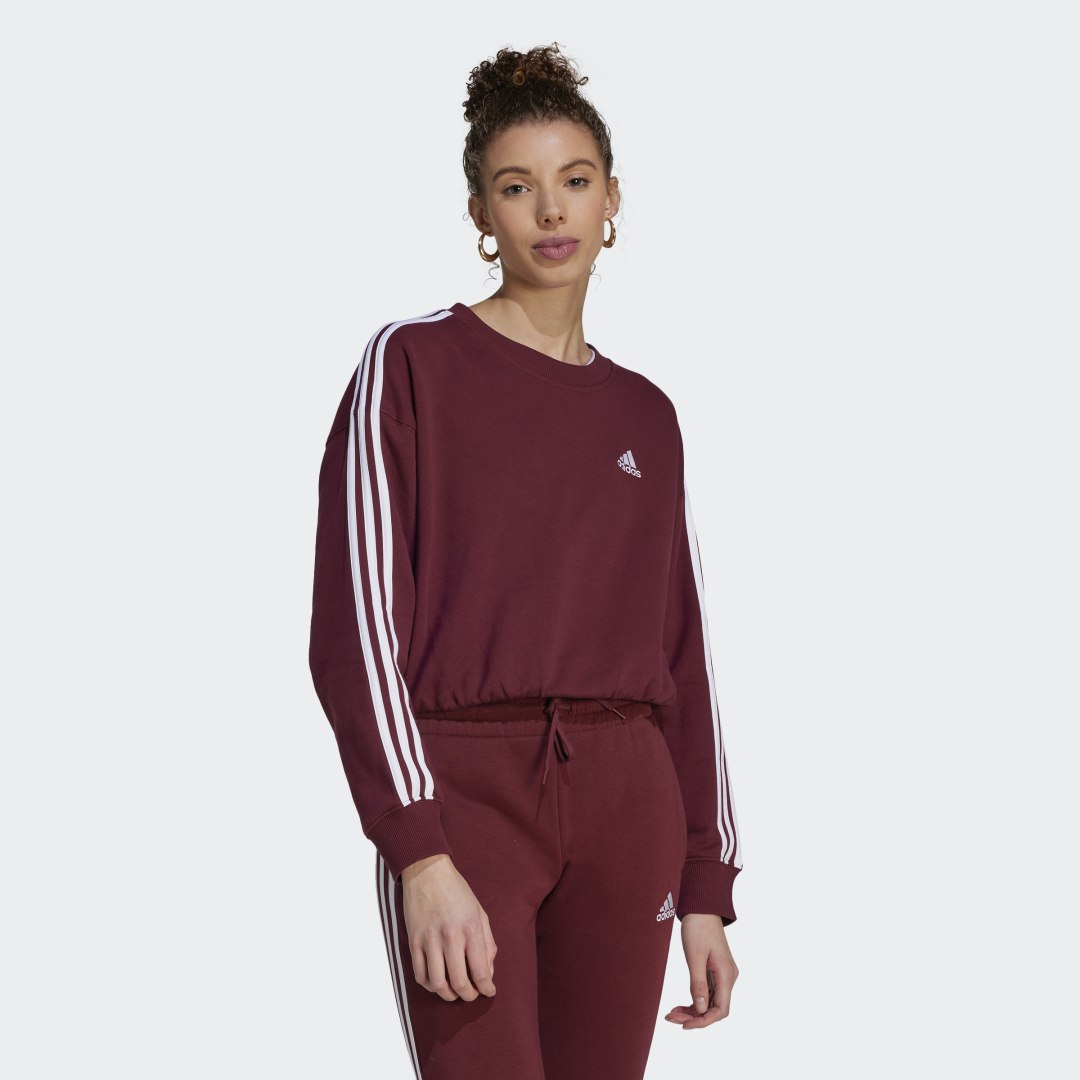 Суитчър adidas Originals Essentials 3-Stripes Crop Top Бургунди | IL3405, 1