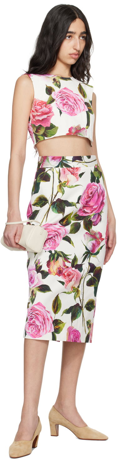 Пола Dolce & Gabbana Dolce&Gabbana Rose Printed Pencil Midi Skirt Многоцветен | F4CVPT FSRQJ, 3