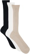 Ribbed Knee-High Socks, Three-Pack