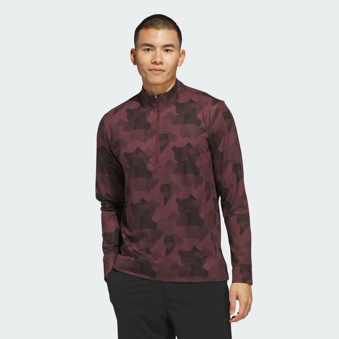Суитчър adidas Performance Go-To Printed Quarter-Zip Long Sleeve Бургунди | IK3018, 0