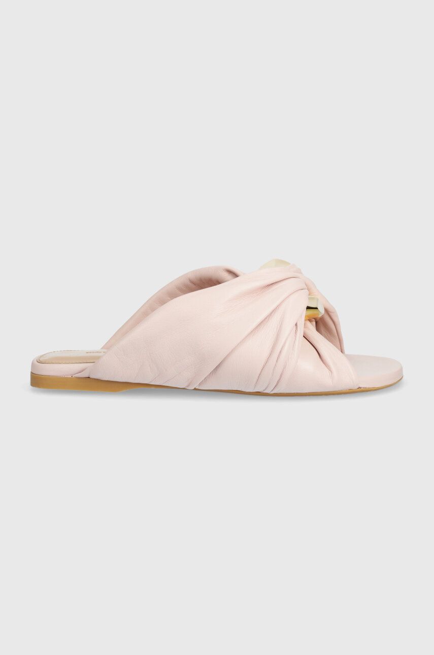 Кецове и обувки JW Anderson Leather Flat Sandals With Knot Розово | ANW42061A.327, 0