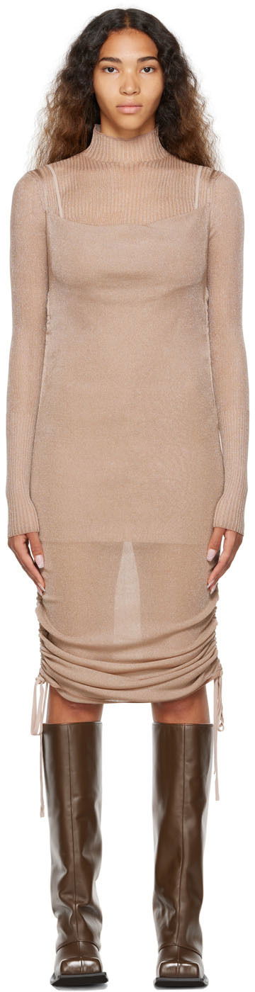 Pокля Dion Lee Dion Lee Drape Mini Dress Бежово | A7620P22, 0