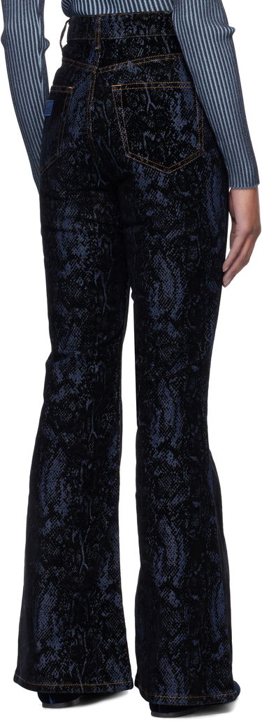 Дънки GANNI GANNI Goddi Snake Print Flare Jeans Синьо | J1612, 2