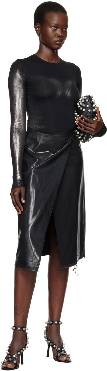 Пола Diesel Asymmetrical Faux Leather Midi Skirt Черно | A16413 0NKBV, 3