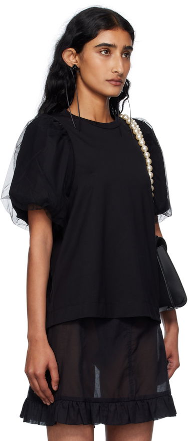 Тениска Simone Rocha Simone Rocha Tulle Overlay Puff Sleeve T-Shirt Черно | 5397 0553, 1