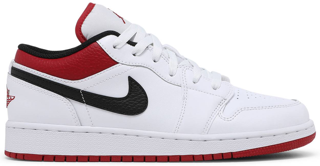 Кецове и обувки Jordan Air Jordan 1 Low "White Gym Red" GS Бяло | 553560-118, 0