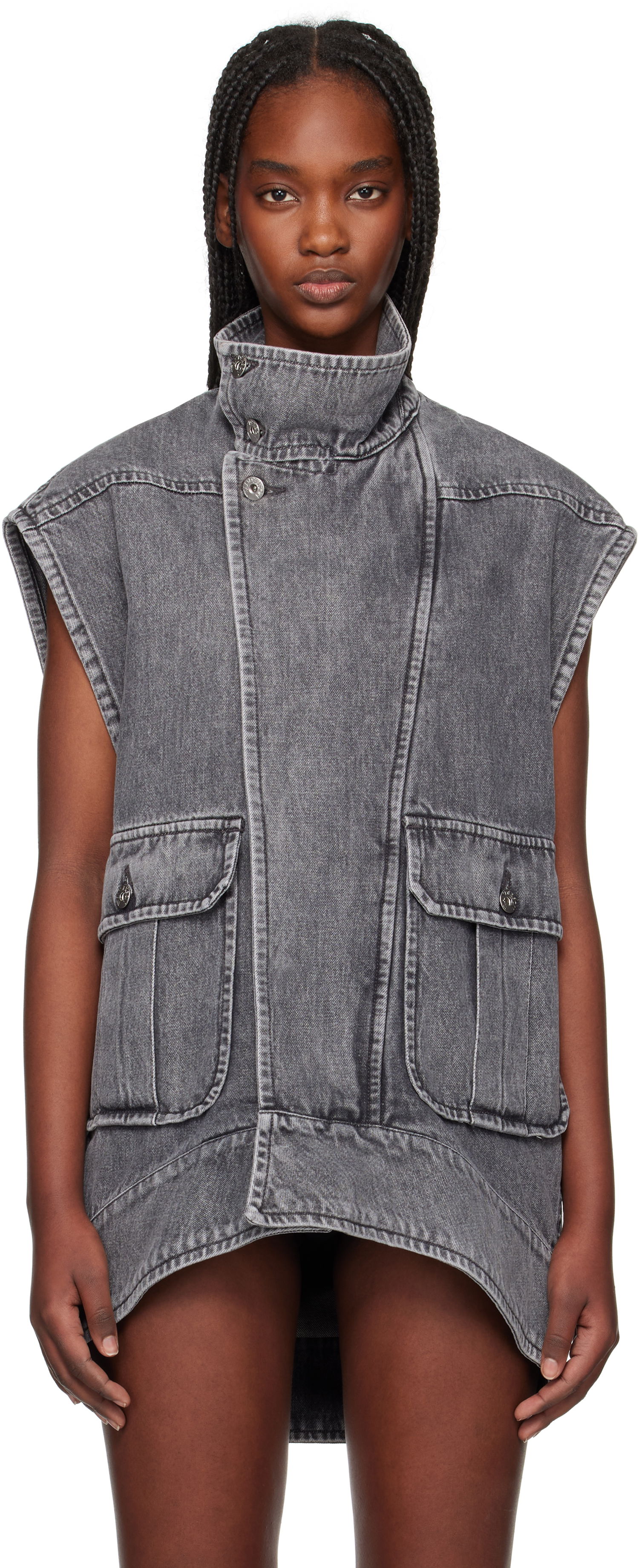 Жилетка JW Anderson JW Anderson Oversized Sleeveless High Neck Vest Сиво | DJ0037-PG1745, 0
