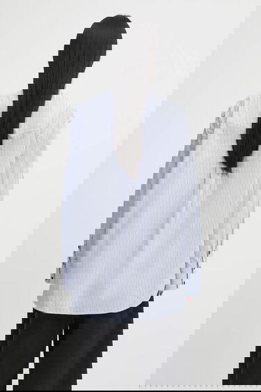 Риза GANNI Stripe Cotton Oversized relaxed classic collar shirt Синьо | W0826, 2