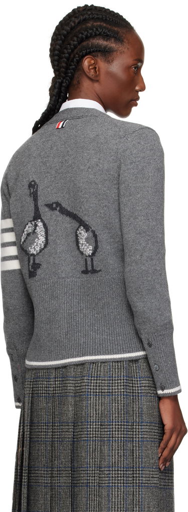 Пуловер Thom Browne Thom Browne Intarsia Geese 4-Bar V-Neck Cardigan Сиво | FKC657A-Y1029, 2
