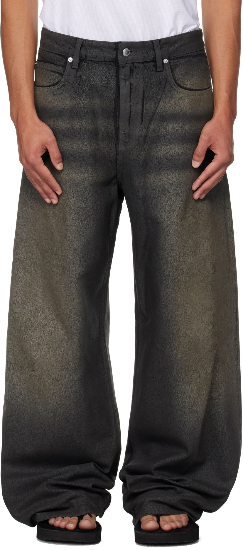 Дънки Alexander Wang Alexander Wang Faux Leather Relaxed Fit Jeans Черно | 6DC3254807