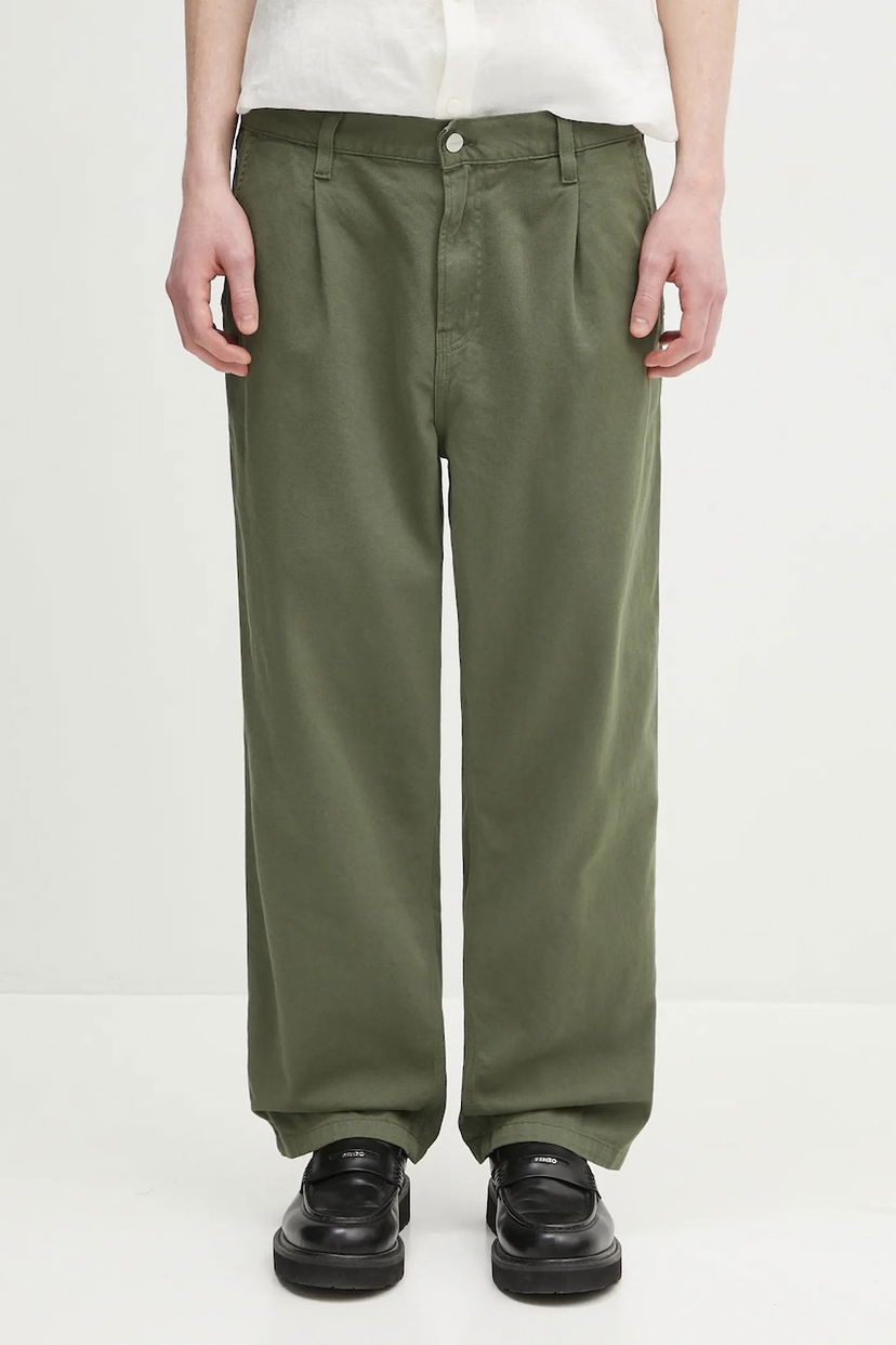 Панталони Carhartt WIP Albert Pant Pleated Wide-Leg Chinos Зелено | I034804.66702