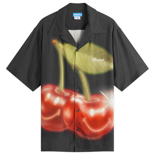 Smiley Cherries Vacation Shirt, Size Large