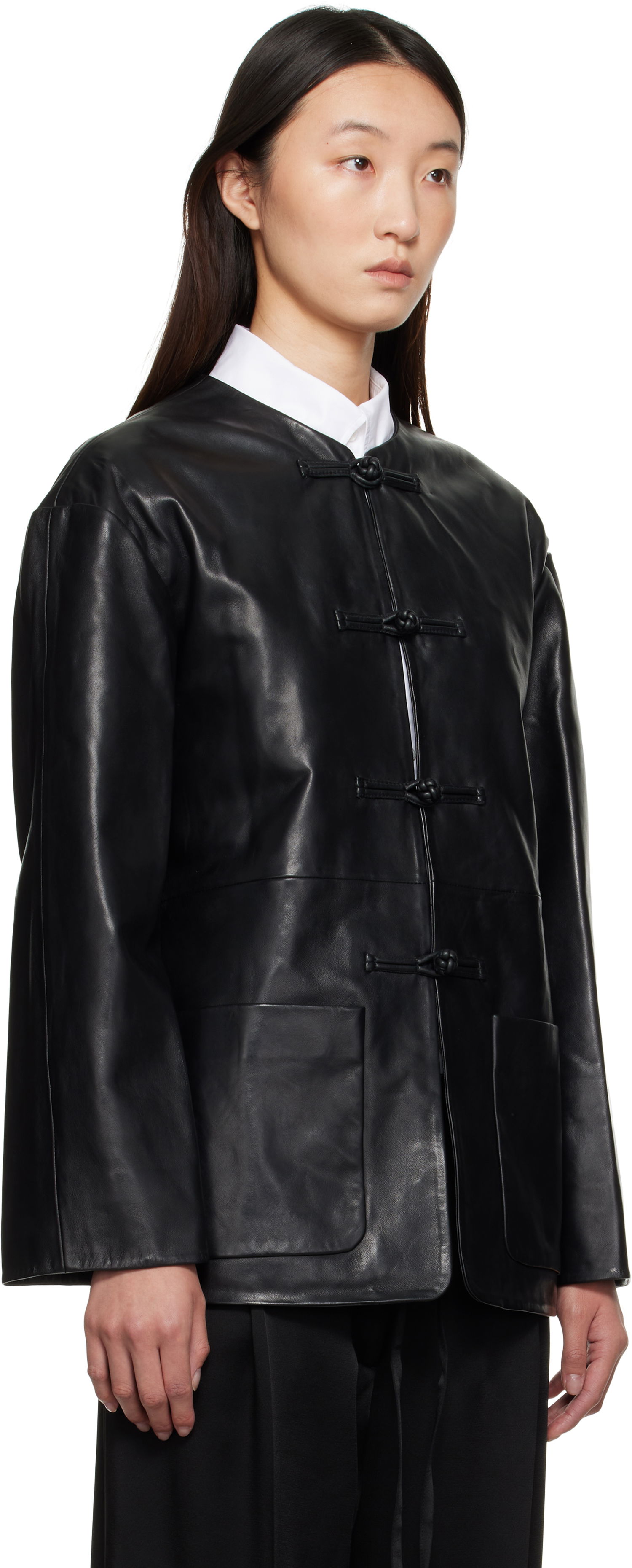 Яке Róhe Róhe Mandarin Leather Jacket Черно | 416-11-073, 1