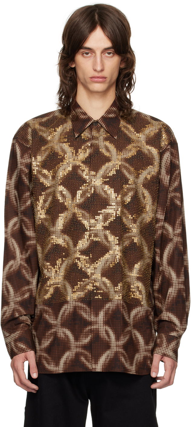 Риза Dries Van Noten Beaded Shirt Кафяво | 242-020745-9000