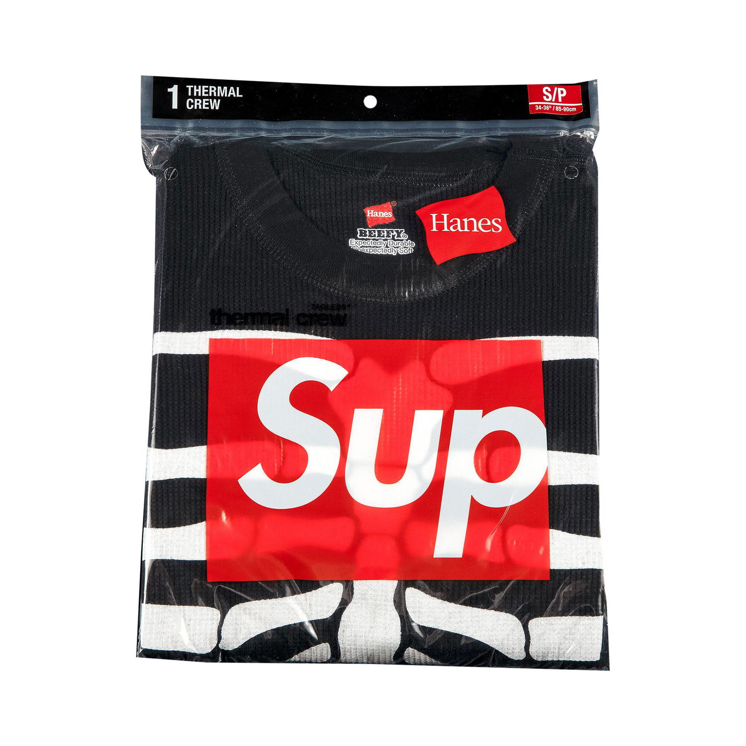 Тениска Supreme Hanes x Bones Thermal Crew (1 Pack) Черно | FW21A22 BLACK, 1