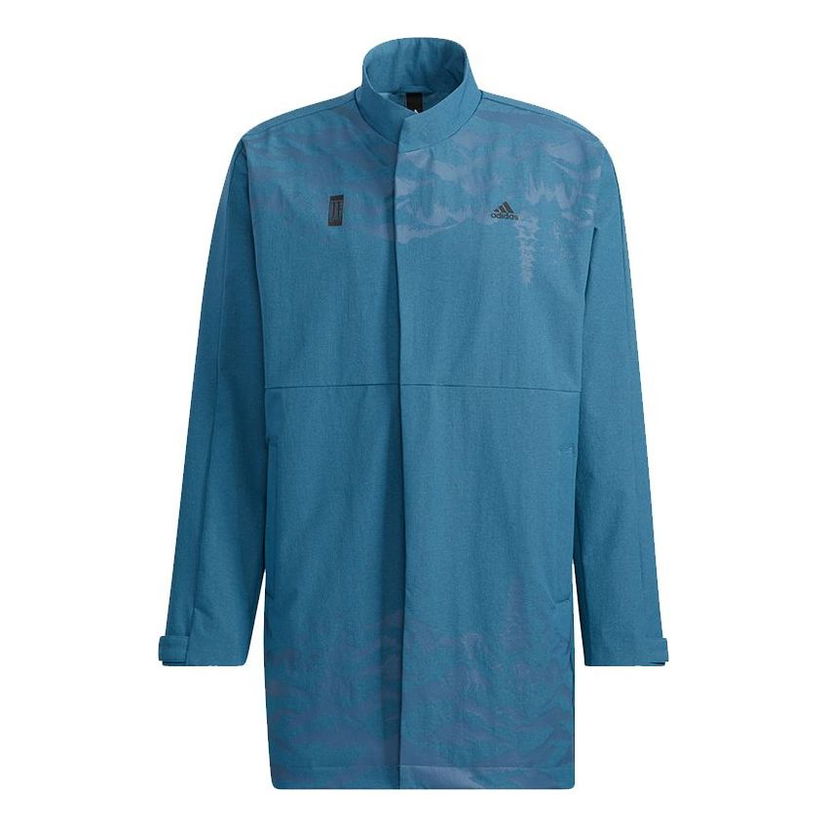 Дъждобран adidas Originals Martial Arts Series Pattern Mid-Length Stand Collar Jacket Синьо | H39302