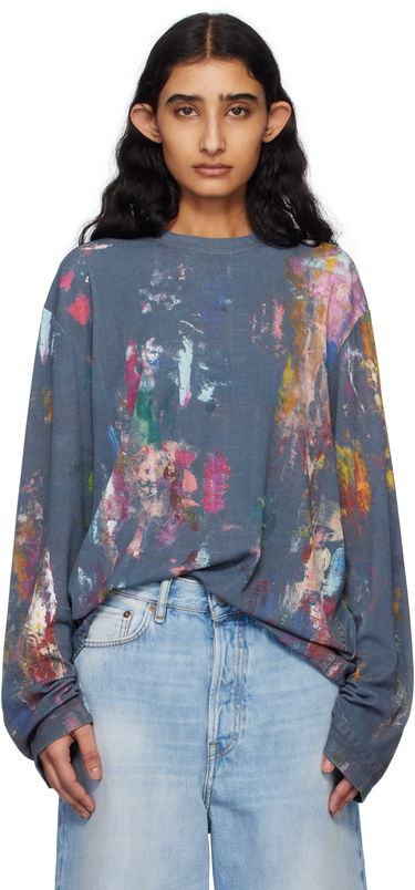 Пуловер Acne Studios Acne Studios Paint Splatter Long Sleeve T-Shirt Синьо | CL0342-, 0