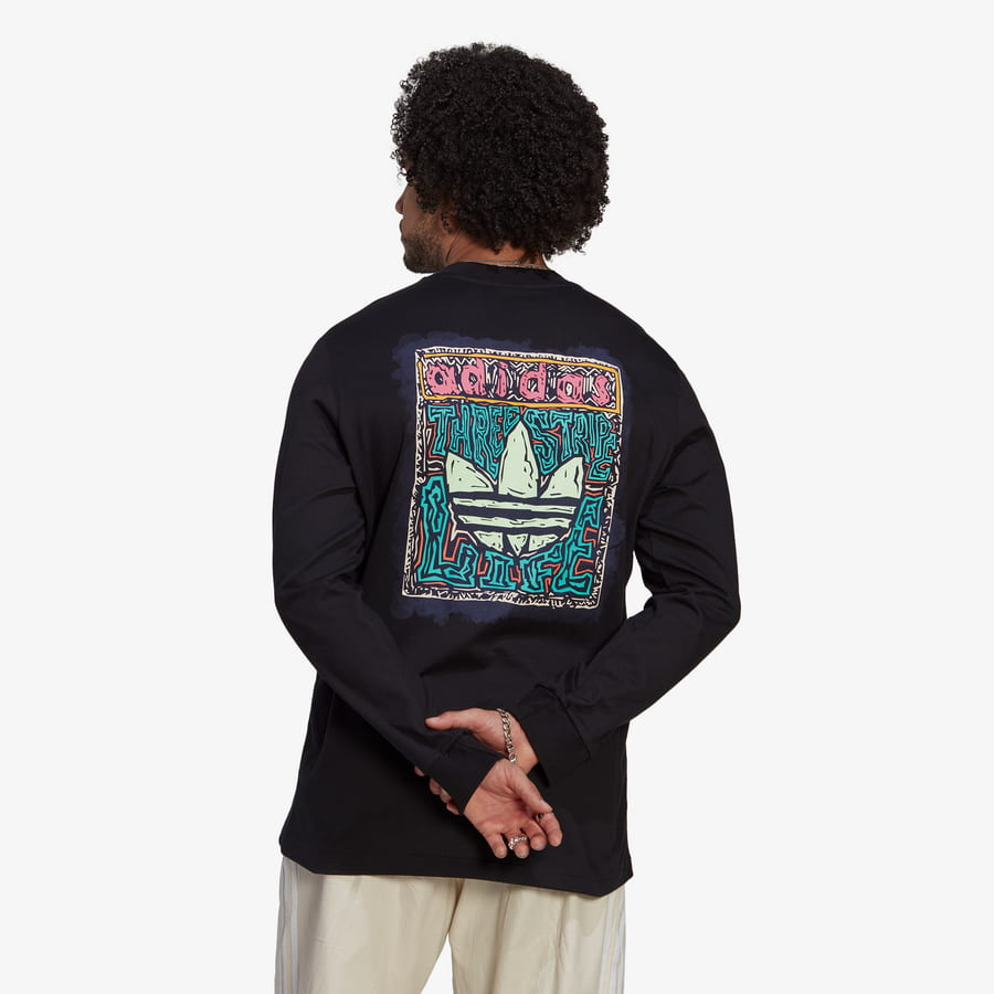 Тениска adidas Originals LS Graphic Tee Черно | HT1660, 1