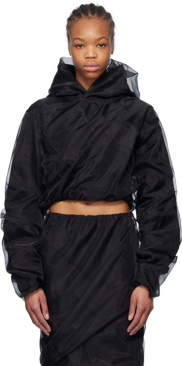 Суитчър We11done We11done Layered Cropped Hoodie Черно | WD-BL0-25-117-W-BK, 0