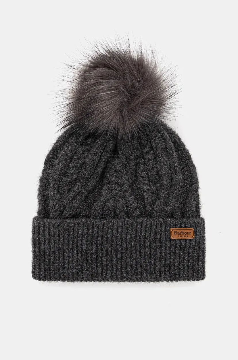 Шапка Barbour Cable Knit Pom Beanie Сиво | LHA0555