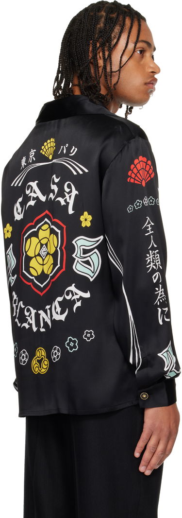 Риза Casablanca Emblem Long Sleeve Silk Satin Shirt Черно | U-AW25-SH-021-04-M, 2