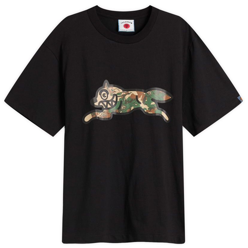 Тениска BBC IceCream ICECREAM Woodland Camo Running Dog Graphic Tee, Large Черно | IC25380-BLK