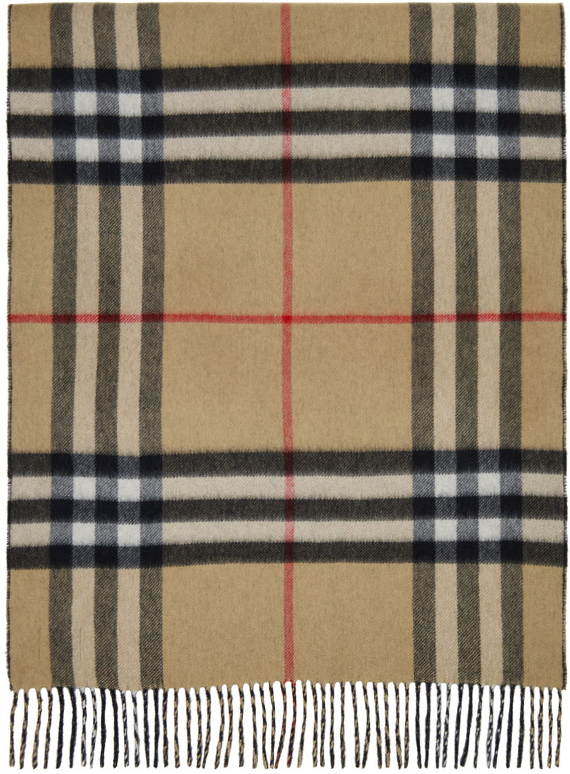 Шал Burberry Reversible Check Scarf Beige & Black Бежово | 8035910