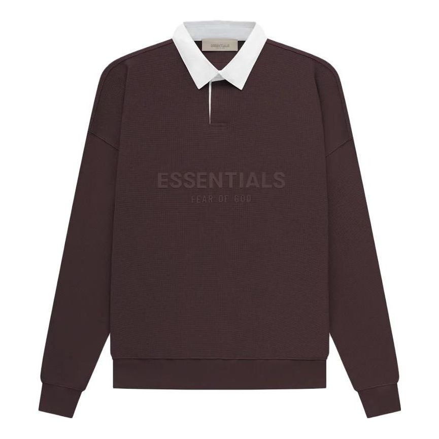 Поло тениска Fear of God Essentials Waffle Long Sleeve Polo Кафяво | FOG-SS23-054, 0