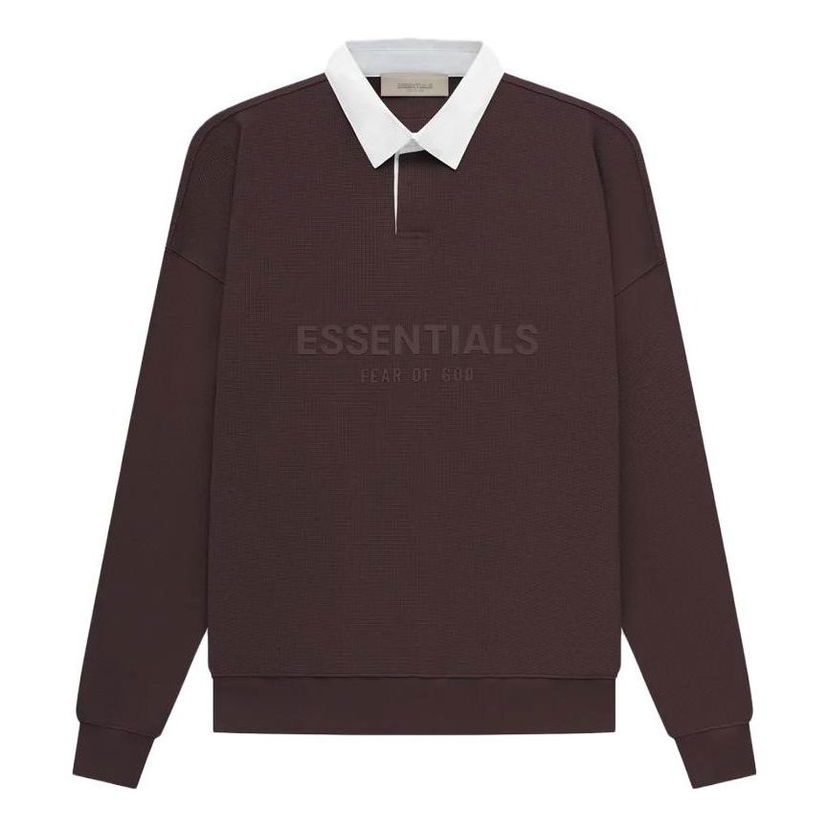 Поло тениска Fear of God Essentials Waffle Long Sleeve Polo Кафяво | FOG-SS23-054