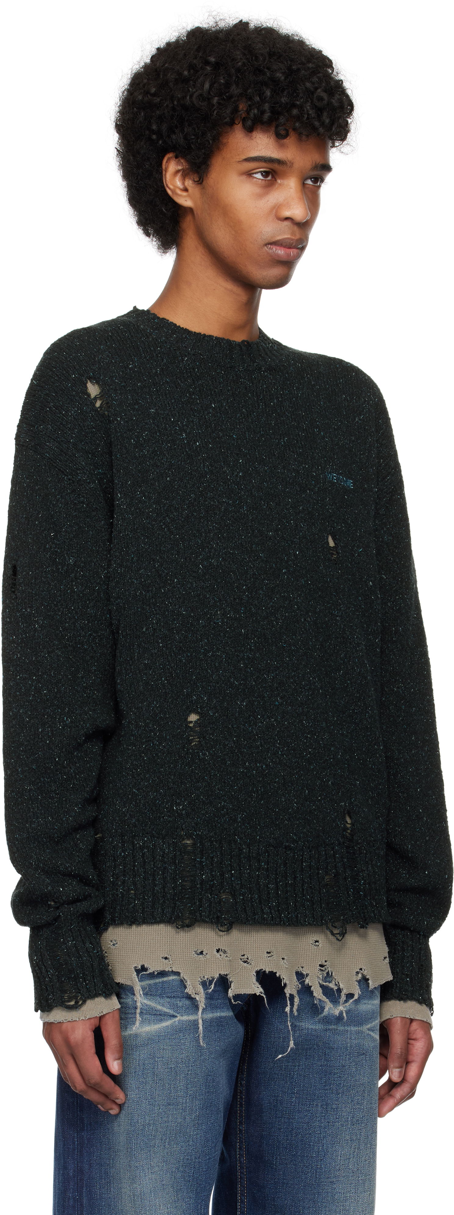Пуловер We11done We11done Grunge Knit Sweater Зелено | WD-KT0-25-621-U-NV, 1