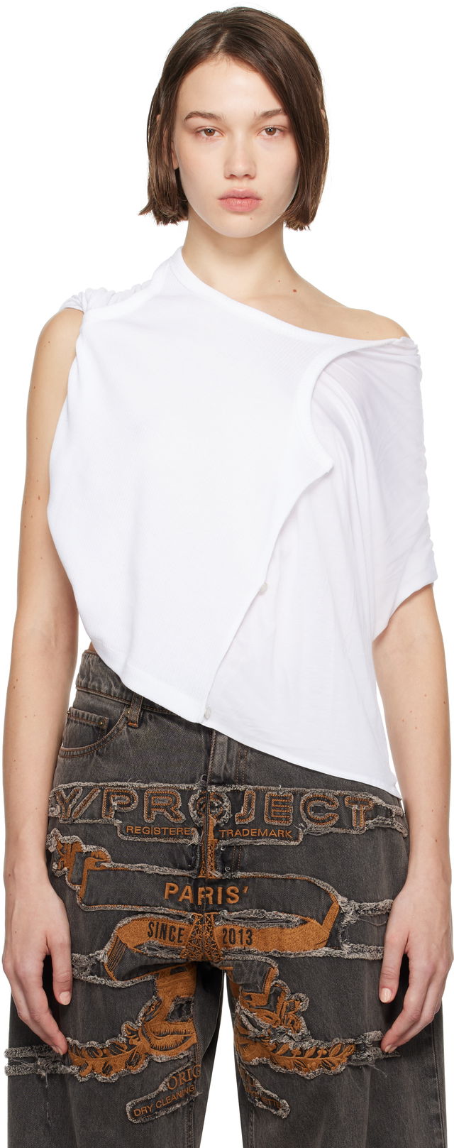 White Insert Scarf Tank Top