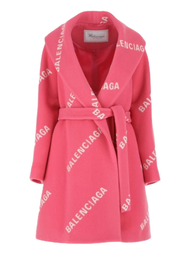 Палта Balenciaga Printed Wool Blend Coat Розово | BCA121SWE01601RED