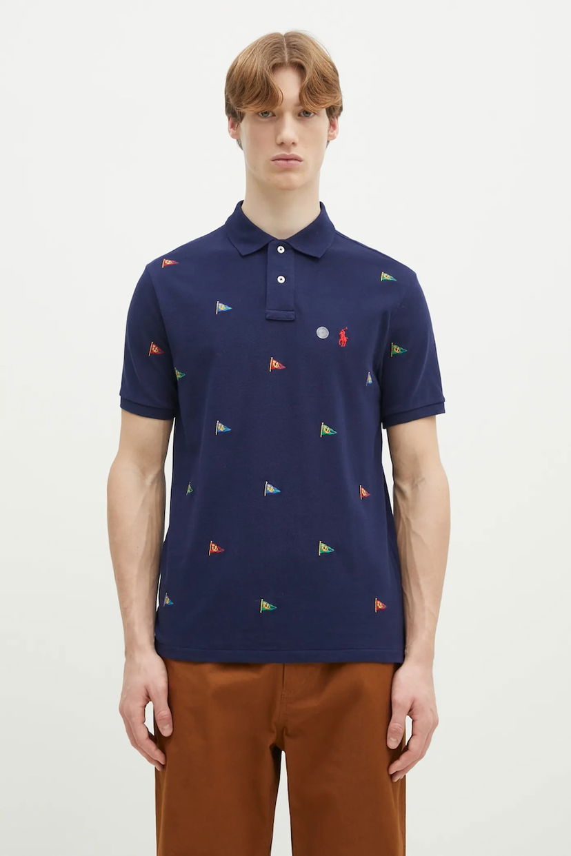 Поло тениска Polo by Ralph Lauren Polo Ralph Lauren Embroidered Pennant Polo Shirt Тъмно синьо | 710964722